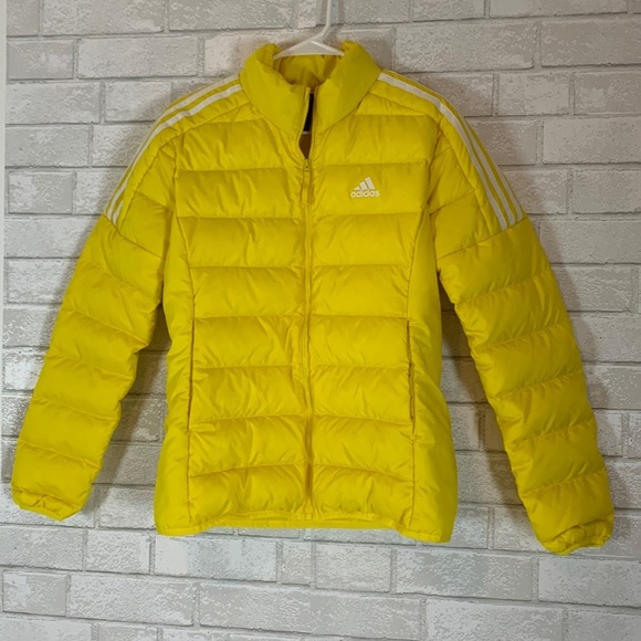 Adidas Bright Yellow Lightweight Puffer jacket Size S - Picture 4 of 14
